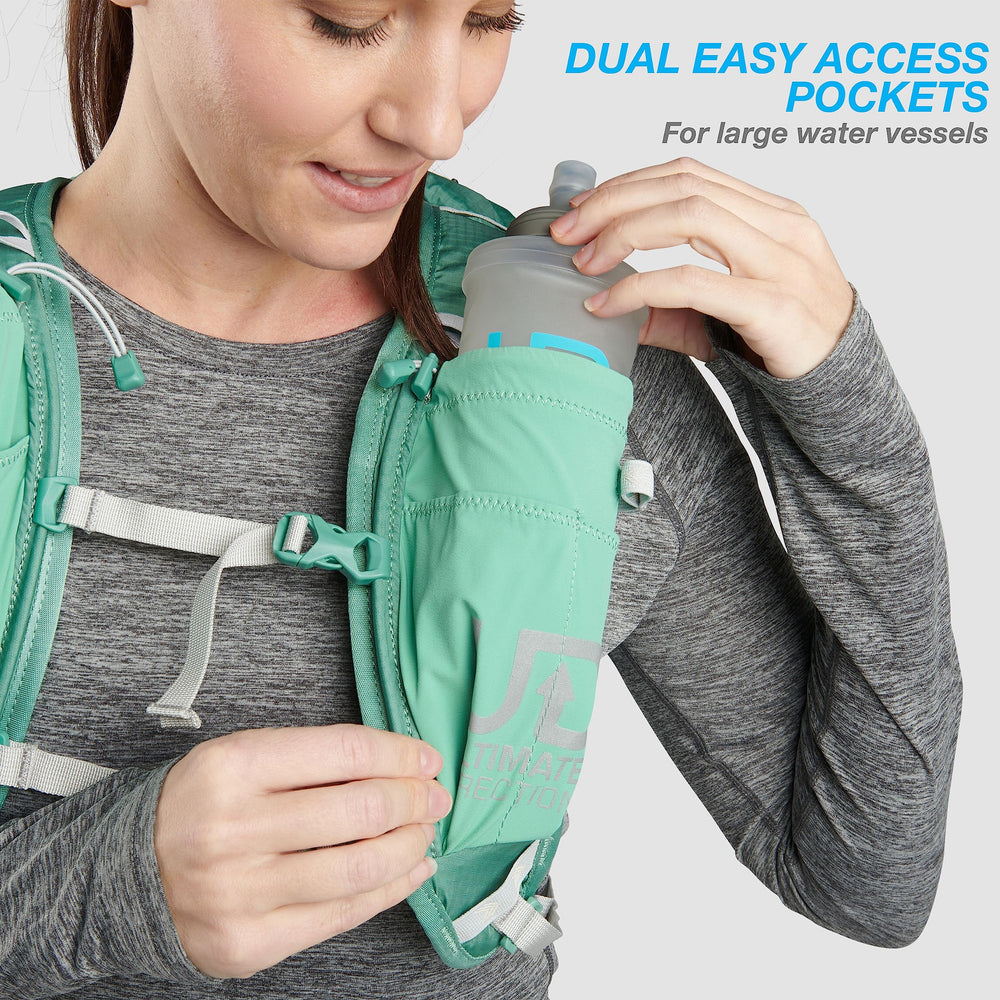 Front view of the FastPackHer showing 23L total capacity and compact profile.
