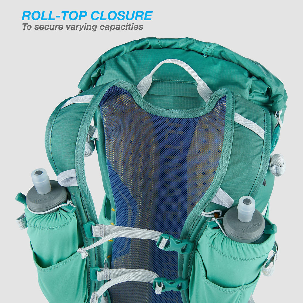 Reflective accents on the FastPackHer for low-light visibility during runs.
