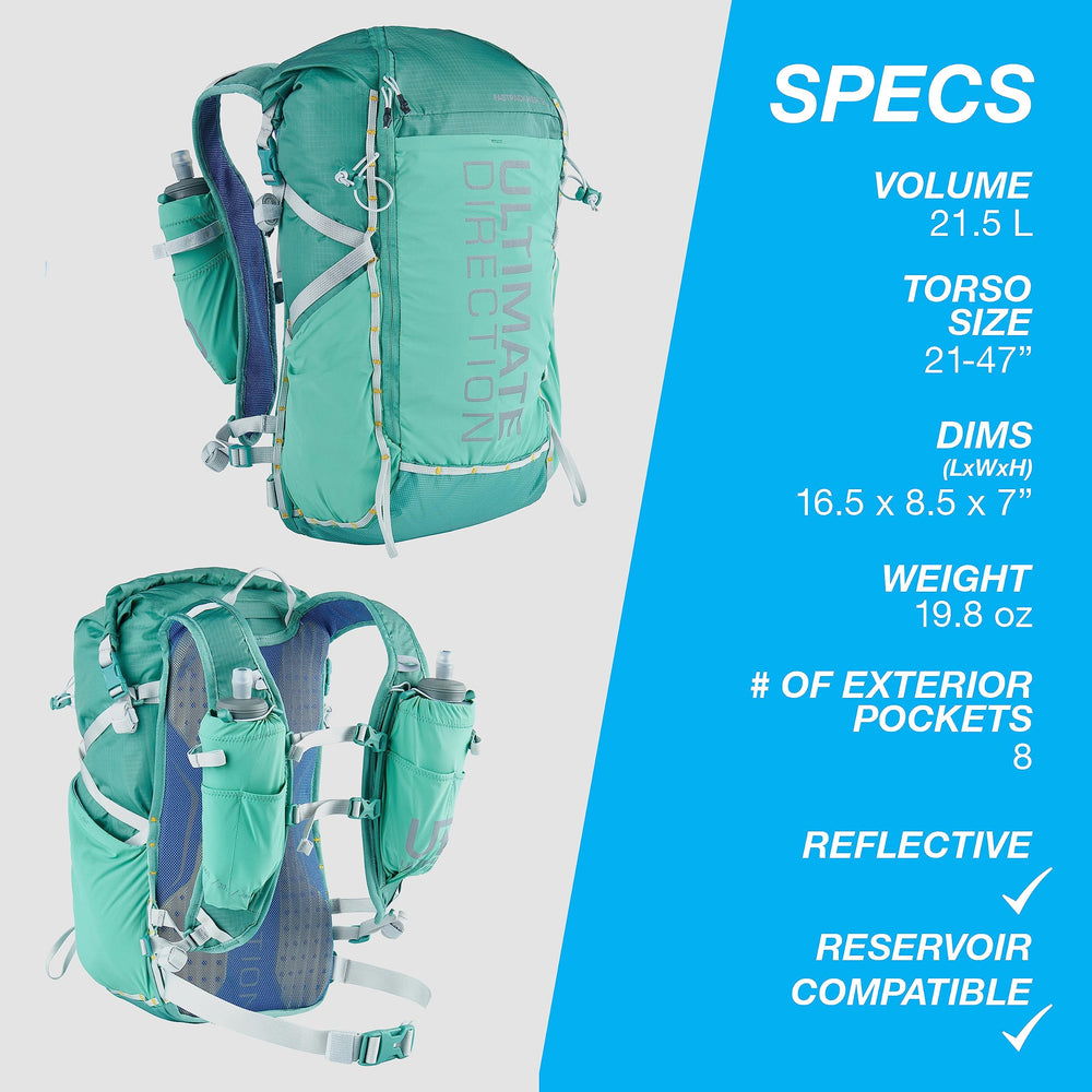 Close-up of the women's-specific torso fit on the FastPackHer 20L.
