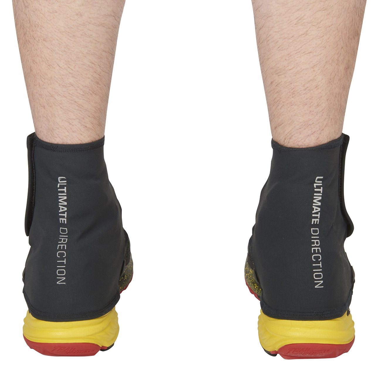 Ultimate Direction FK Gaiter rear view, stable over the shoe during descents.