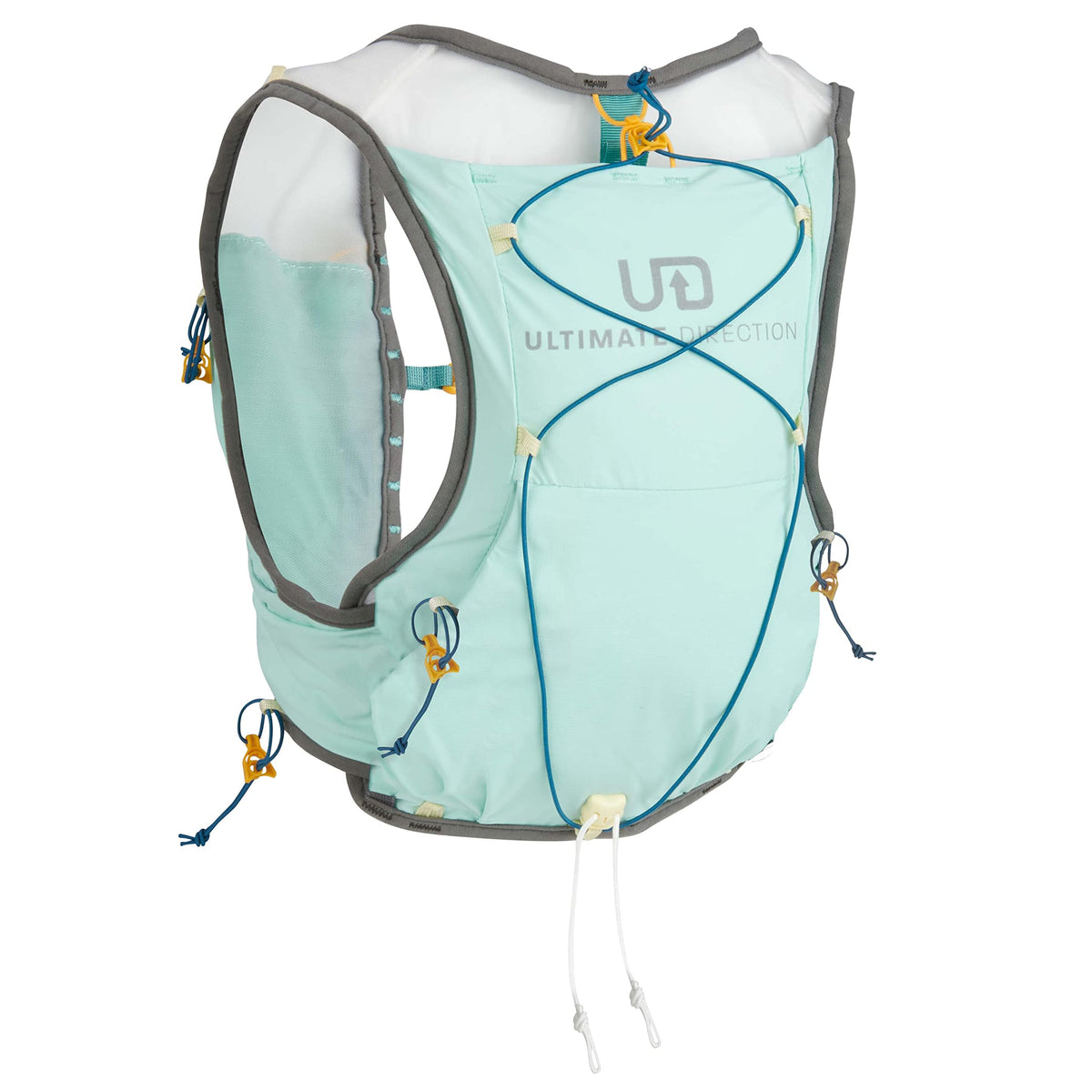 Ultimate Direction Womens Race Vesta 6.0 front view shows lightweight, breathable fit for fast trail runs