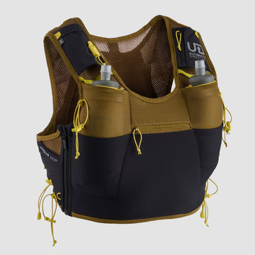 Ultimate Direction Xodus hydration vest front view with easy-access pockets for trail runs.