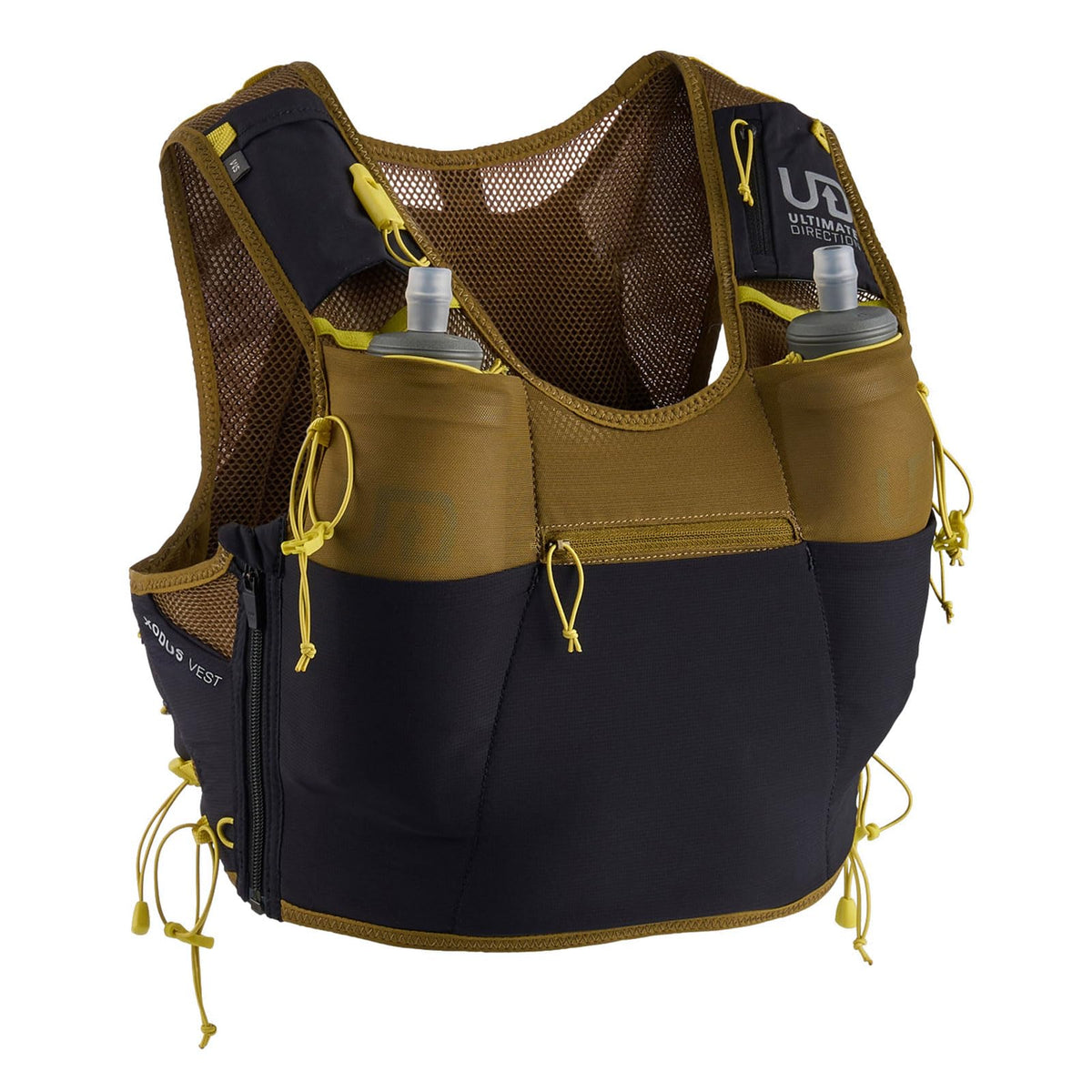Ultimate Direction Xodus vest side-entry wrap demonstrates a chafe-free, secure fit for trail runs.