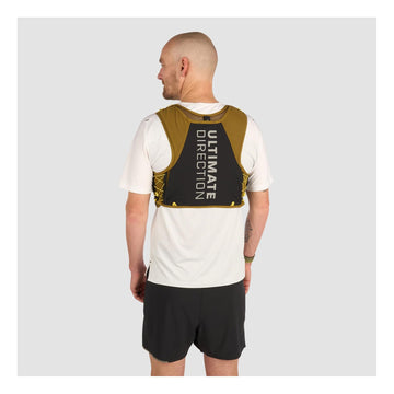 Ultimate Direction Xodus vest storage pockets detail showcases easy-access hydration and gear on trails.