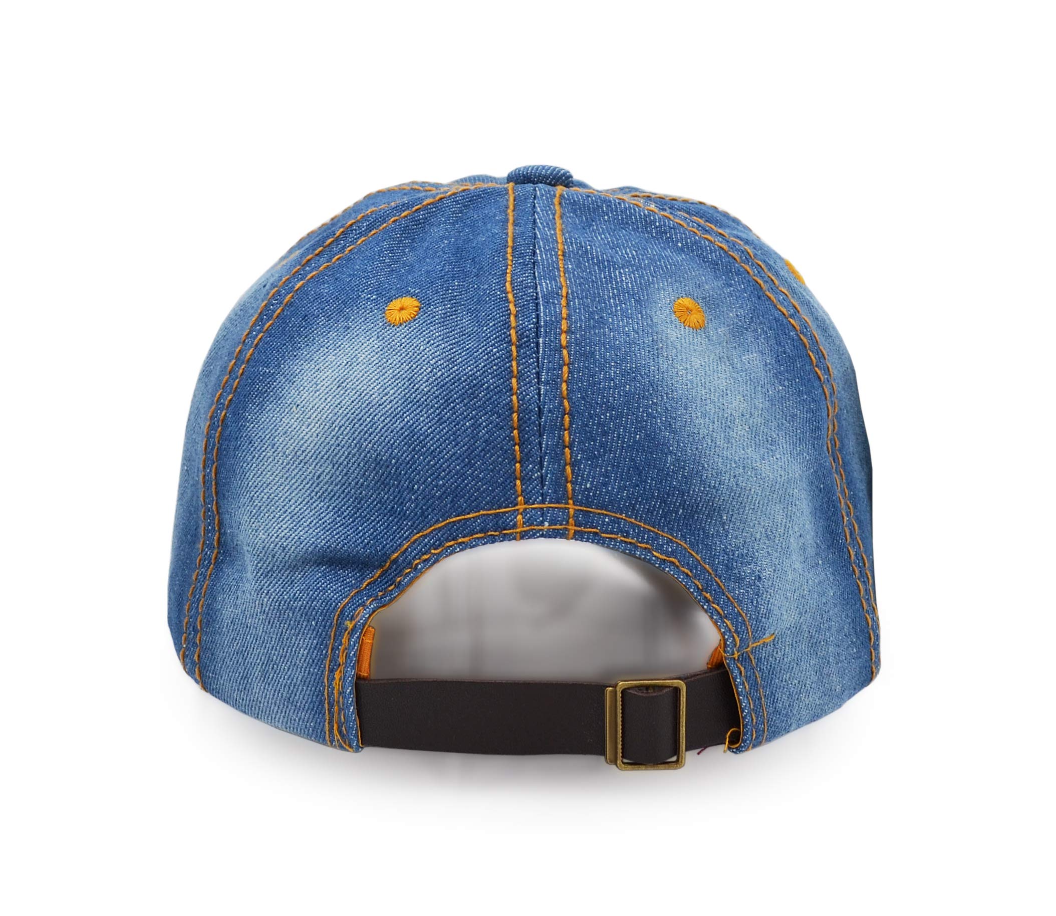  UltraKey blue denim cap, durable 85% cotton mix for long-lasting use.