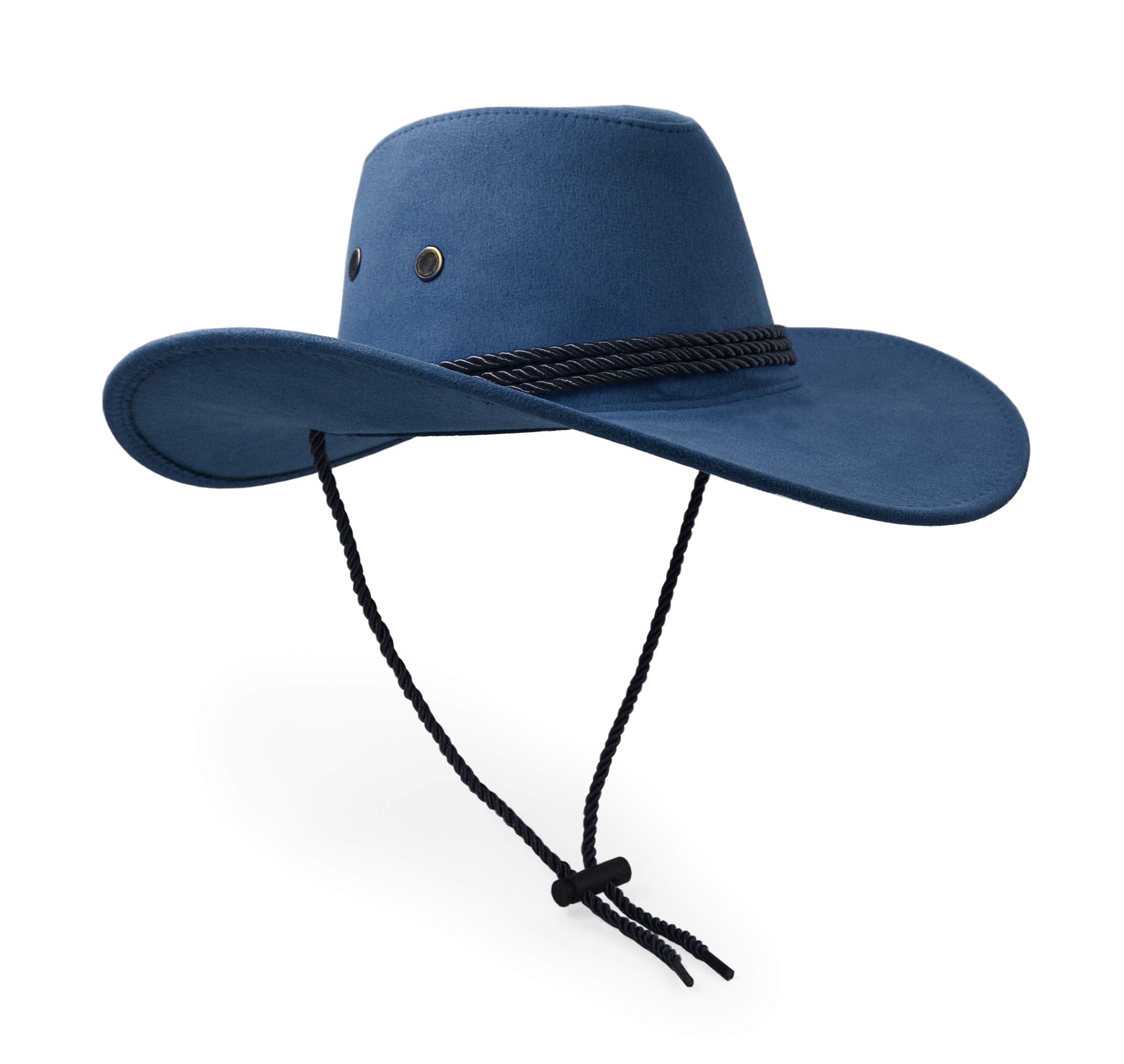 UltraKey cowboy hat with adjustable chin strap for secure fit in windy conditions.