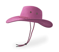UltraKey pink cowboy hat with chin-strap for secure windy days.