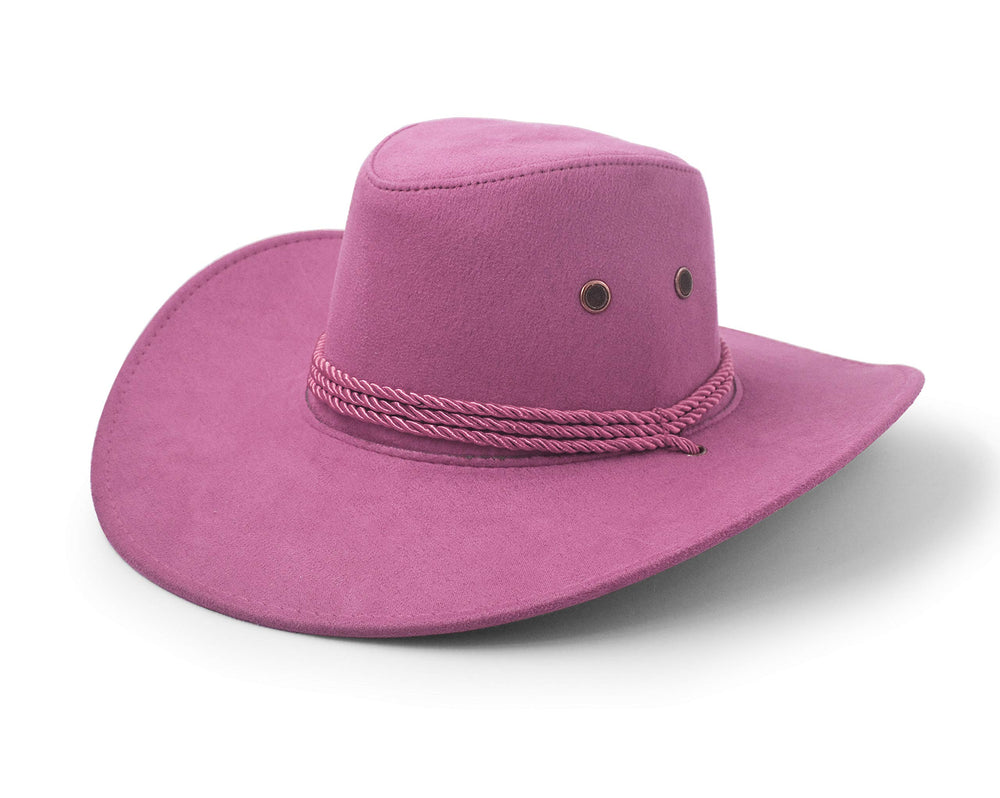 UltraKey pink hat closeup of faux felt leather and suede textures.