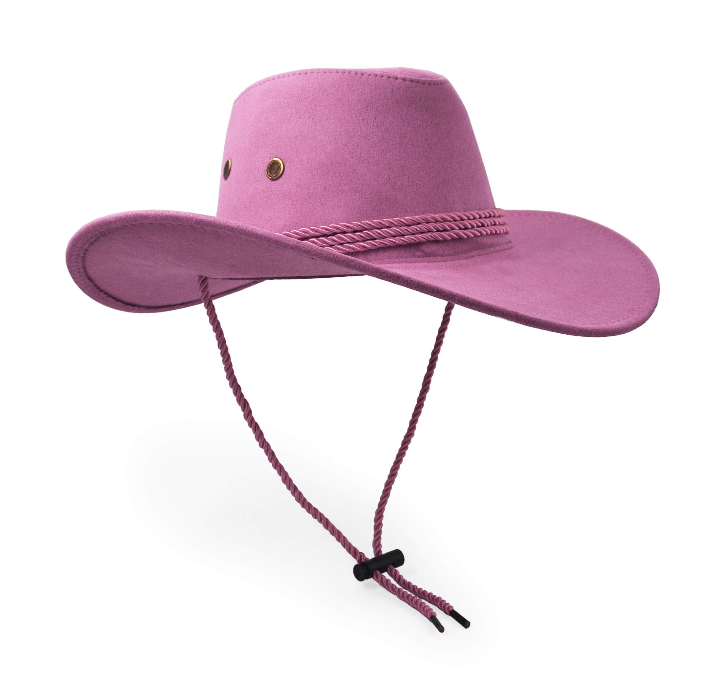 UltraKey pink cowboy hat side view highlighting breathable design for comfort.