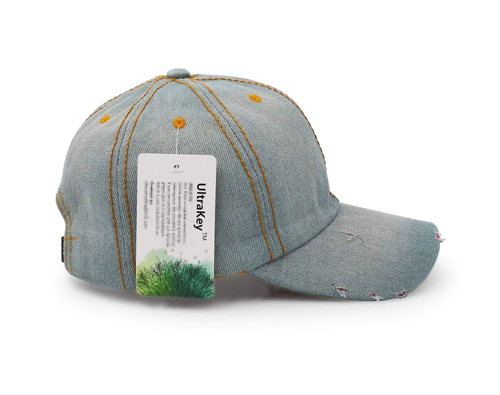 UltraKey Denim Baseball Cap adjustable strap ensures a comfortable fit.