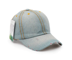 UltraKey Denim Baseball Cap side view demonstrates versatile unisex styling.