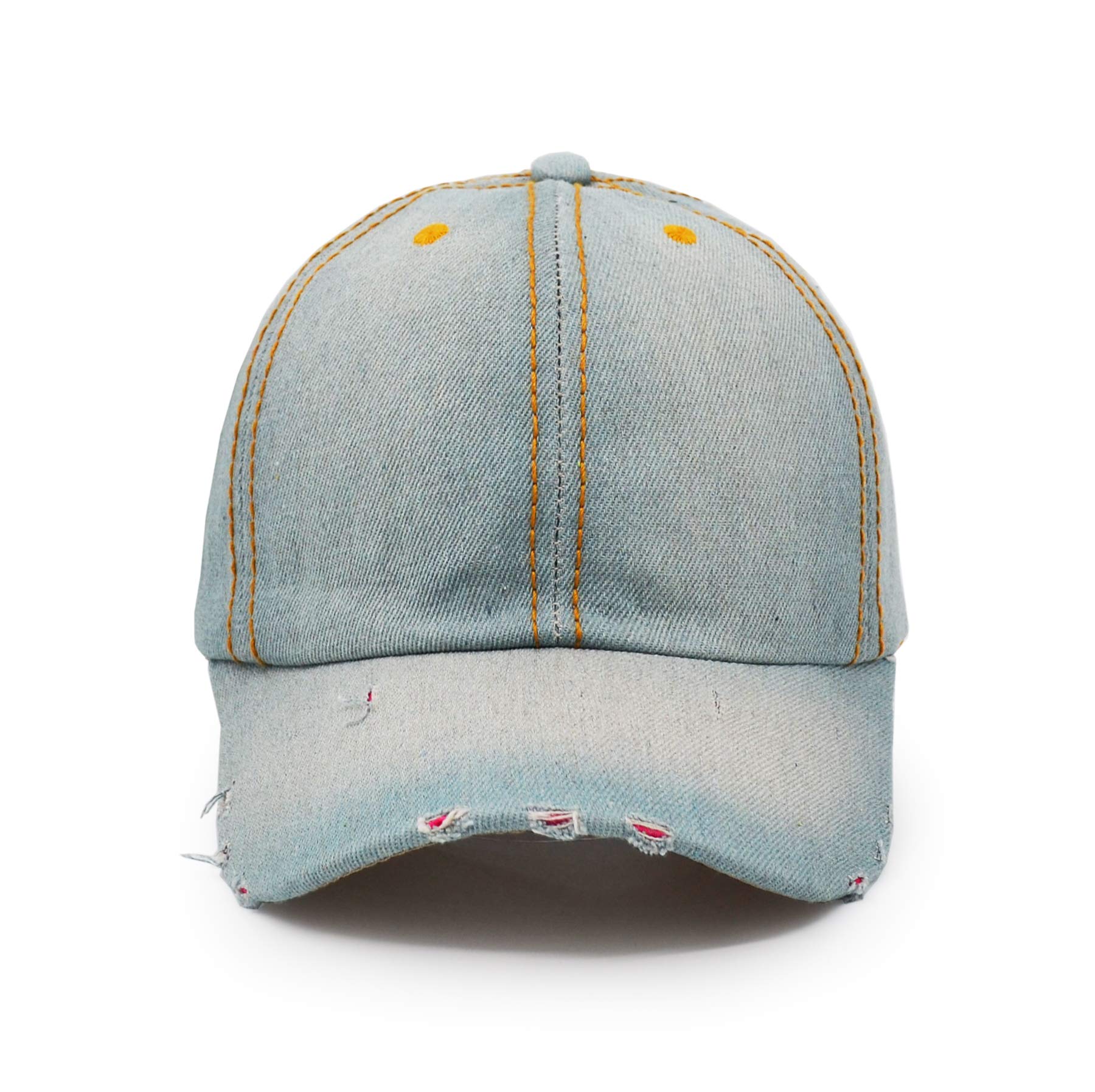 UltraKey Denim Baseball Cap sky blue color brightens casual outfits.