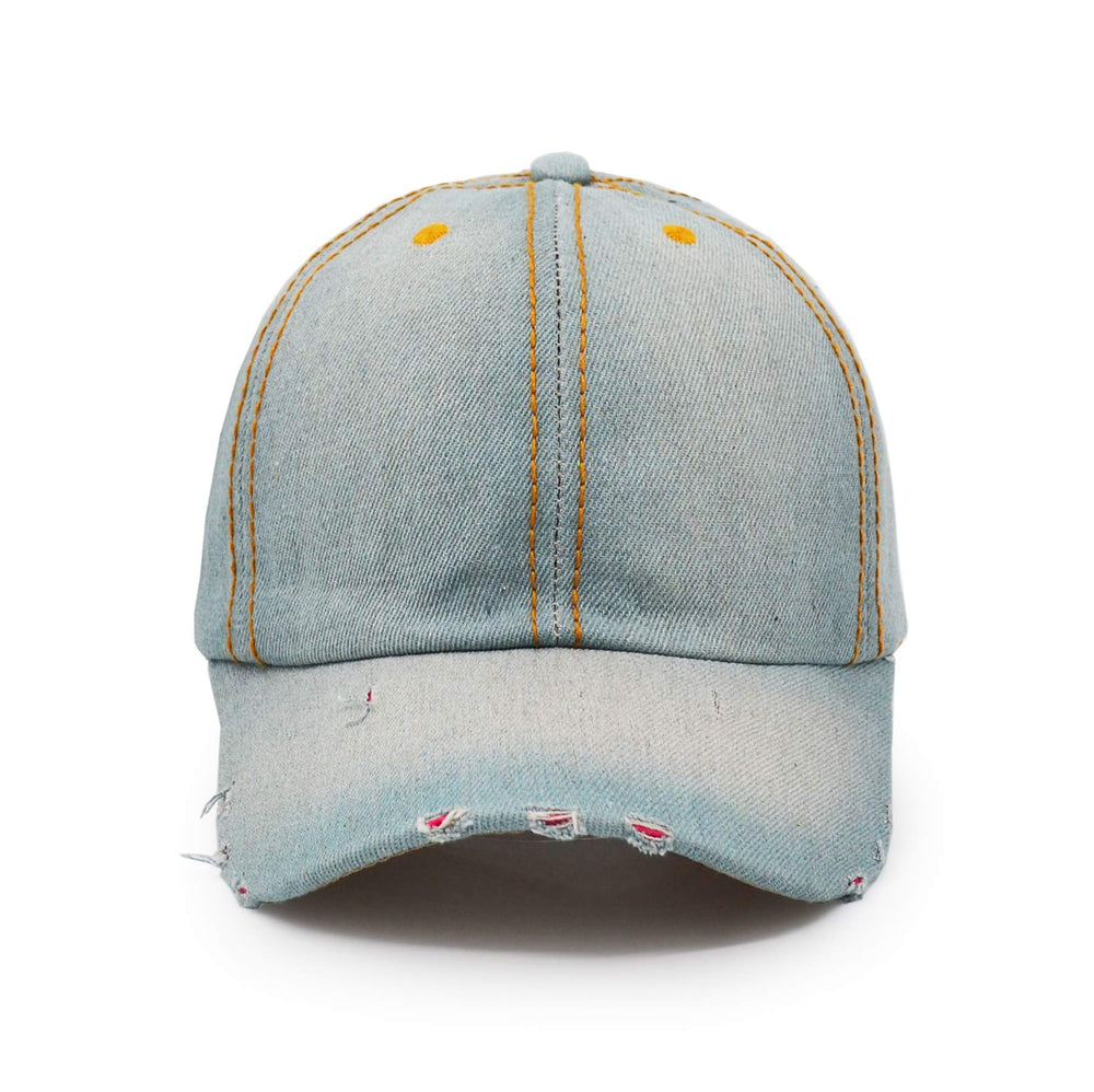 UltraKey Denim Baseball Cap sky blue color brightens casual outfits.