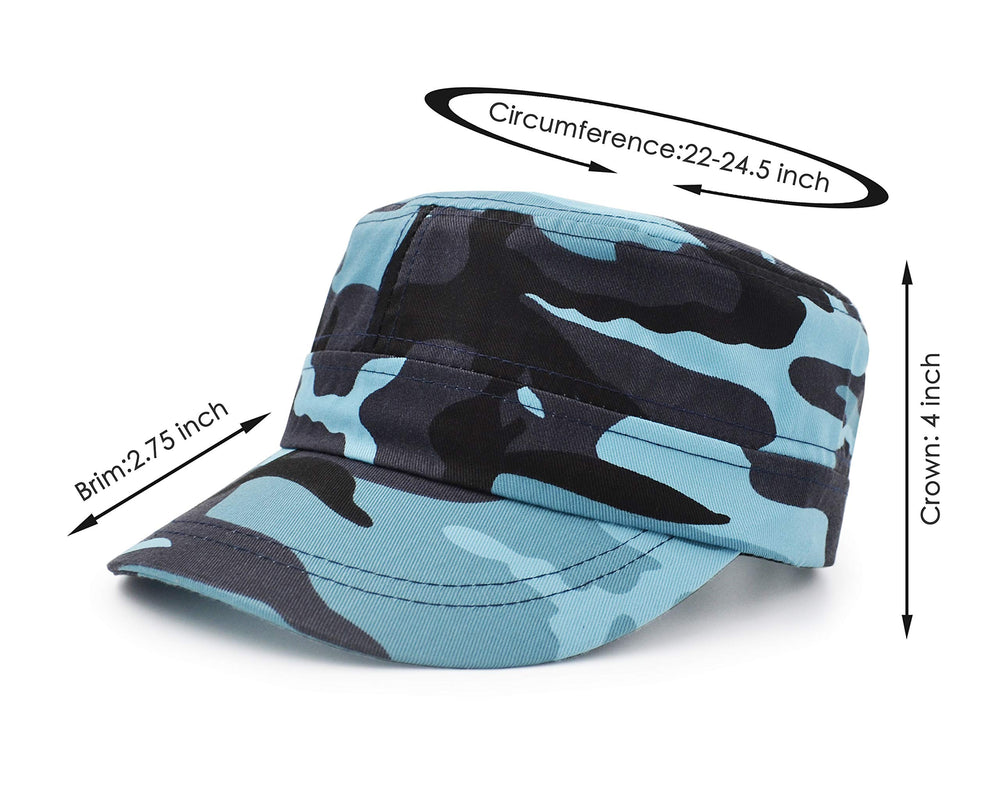 UltraKey flat top cap blue, side view, versatile unisex style.
