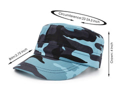UltraKey flat top cap blue, side view, versatile unisex style.