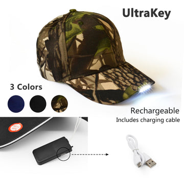 UltraKey camouflage cap, side switch for quick lighting on the go.
