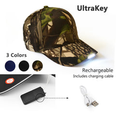 UltraKey camouflage cap, side switch for quick lighting on the go.