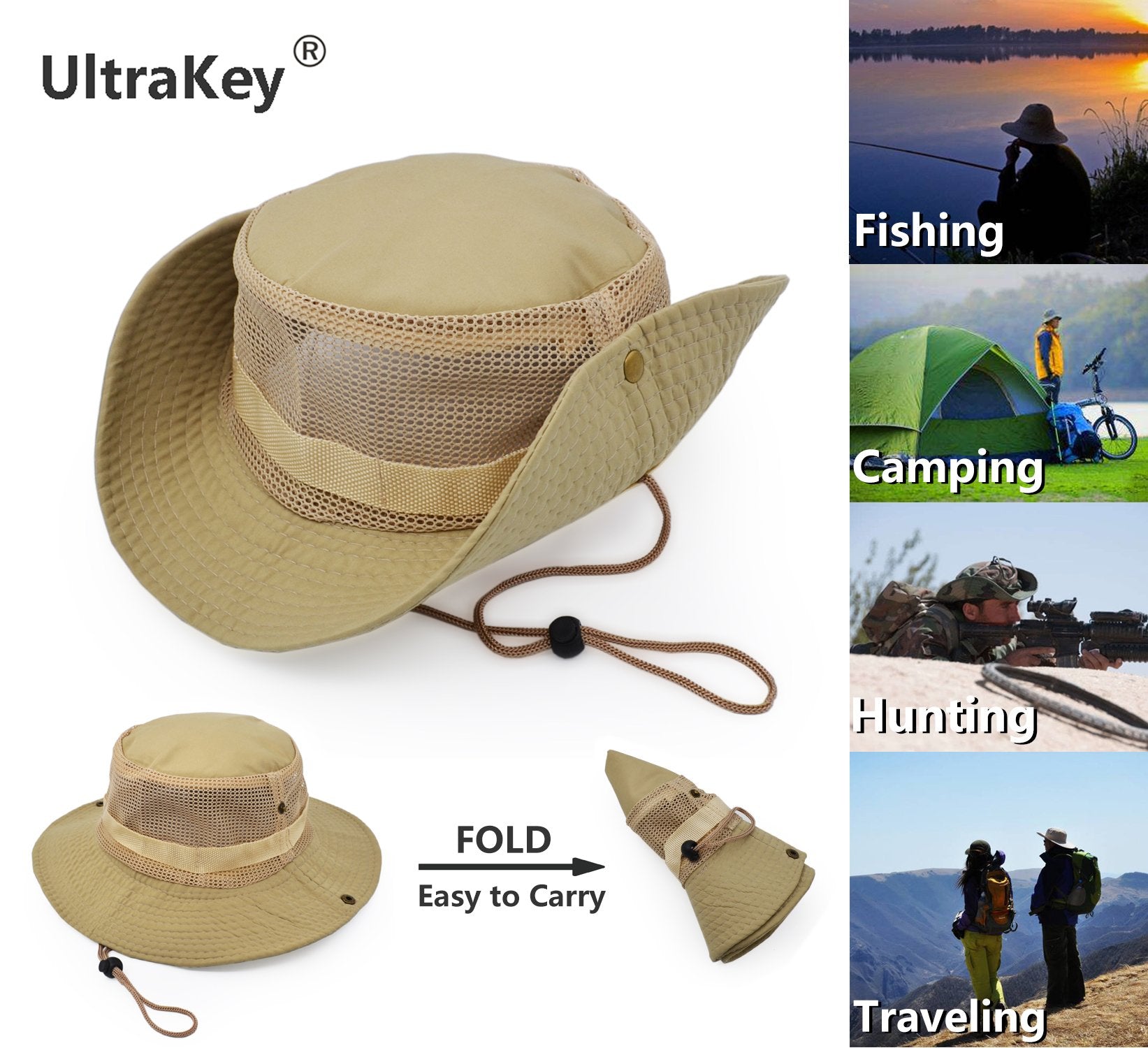 UltraKey army hat with full-circumference mesh panel for cooling airflow.
