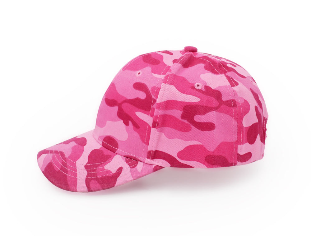 UltraKey pink camouflage cap back-strap close-up showing adjustable fit.
