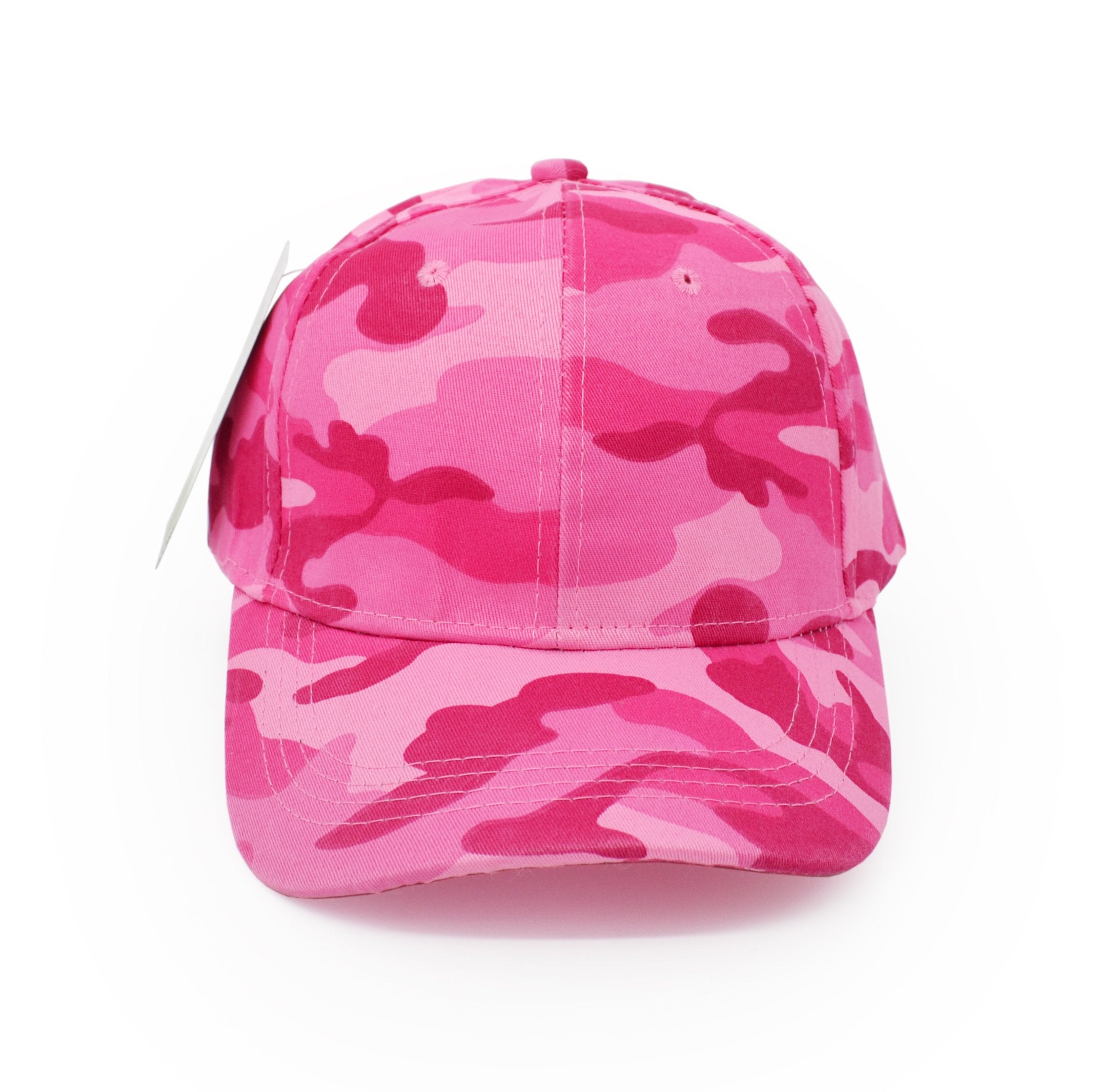 UltraKey pink camouflage cap close-up stitching detail for durability.