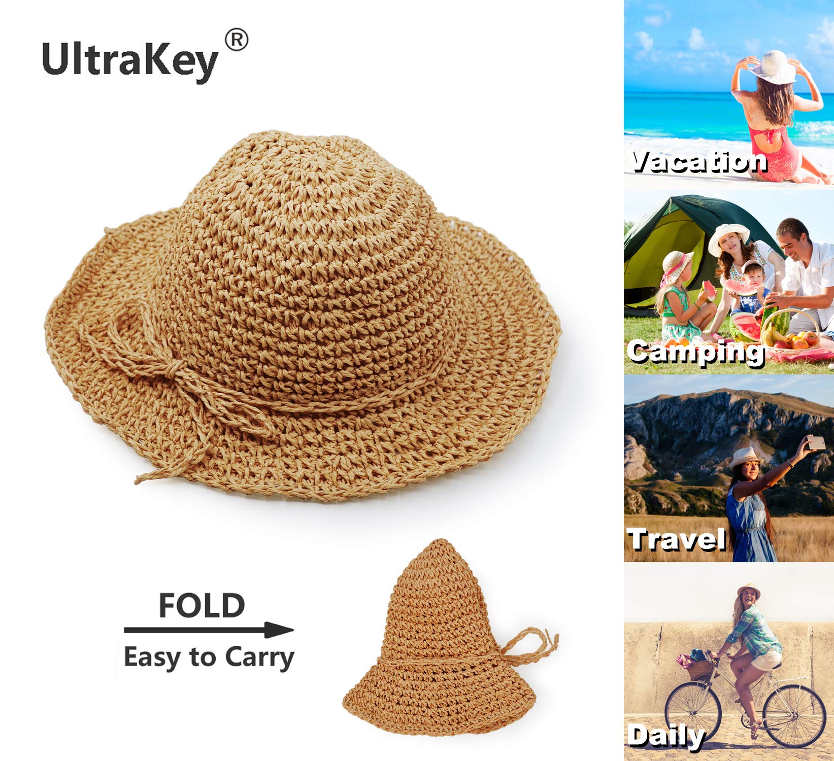 UltraKey handmade beach hat in khaki uses papyrus fibers for lightweight comfort.