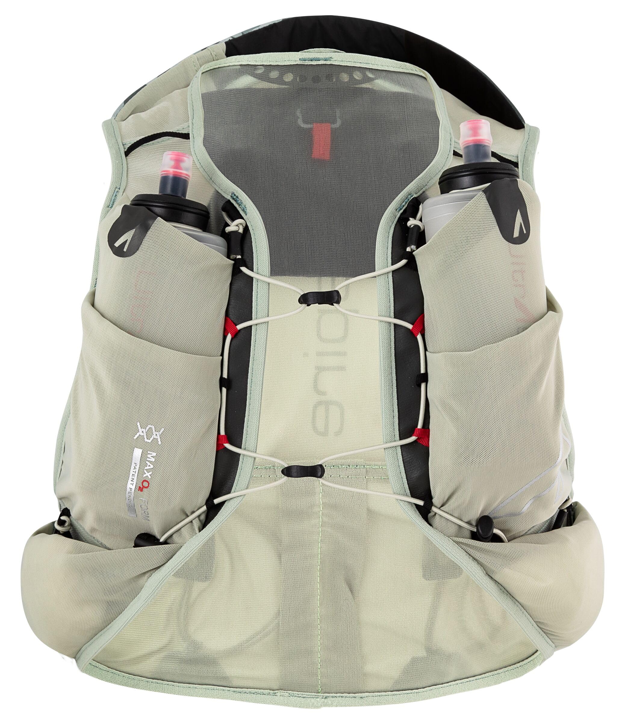UltrAspire Big Bronco front harness pockets for easy hydration options.