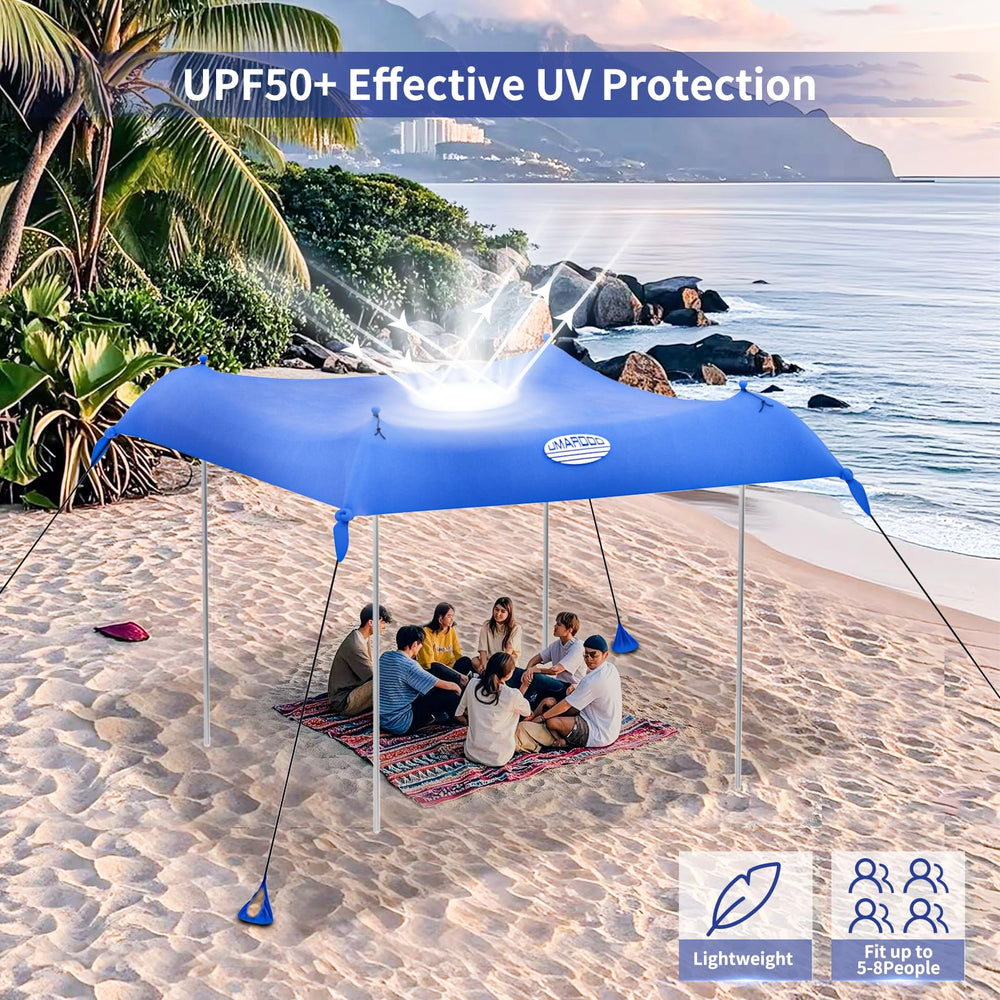 UMARDOO beach tent UPF50+ fabric provides sun protection for family outings.
