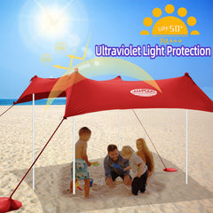 UMARDOO sandbags and wind ropes stabilize the canopy for stable shade at the beach
