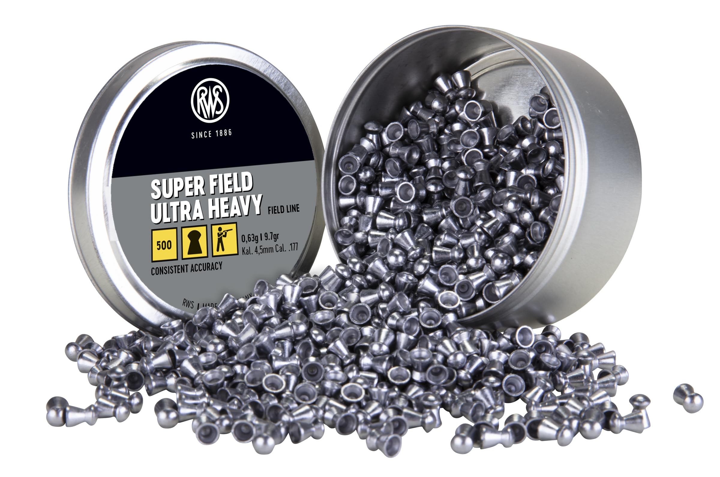 Umarex RWS Superfield Ultra Heavy pellets in a 500-count tin for practice