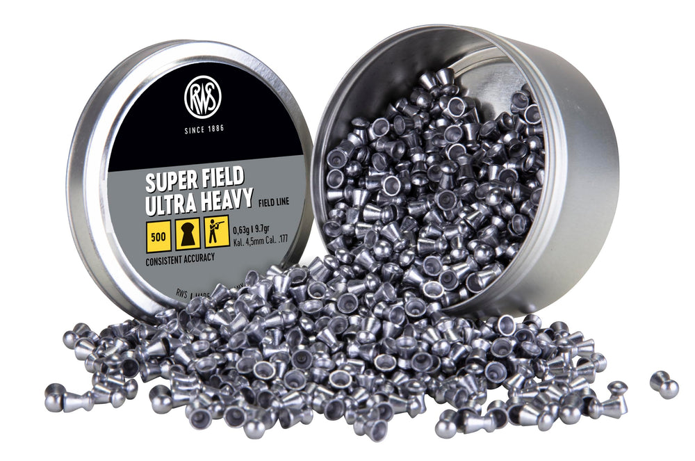 Umarex RWS Superfield Ultra Heavy pellets in a 500-count tin for practice