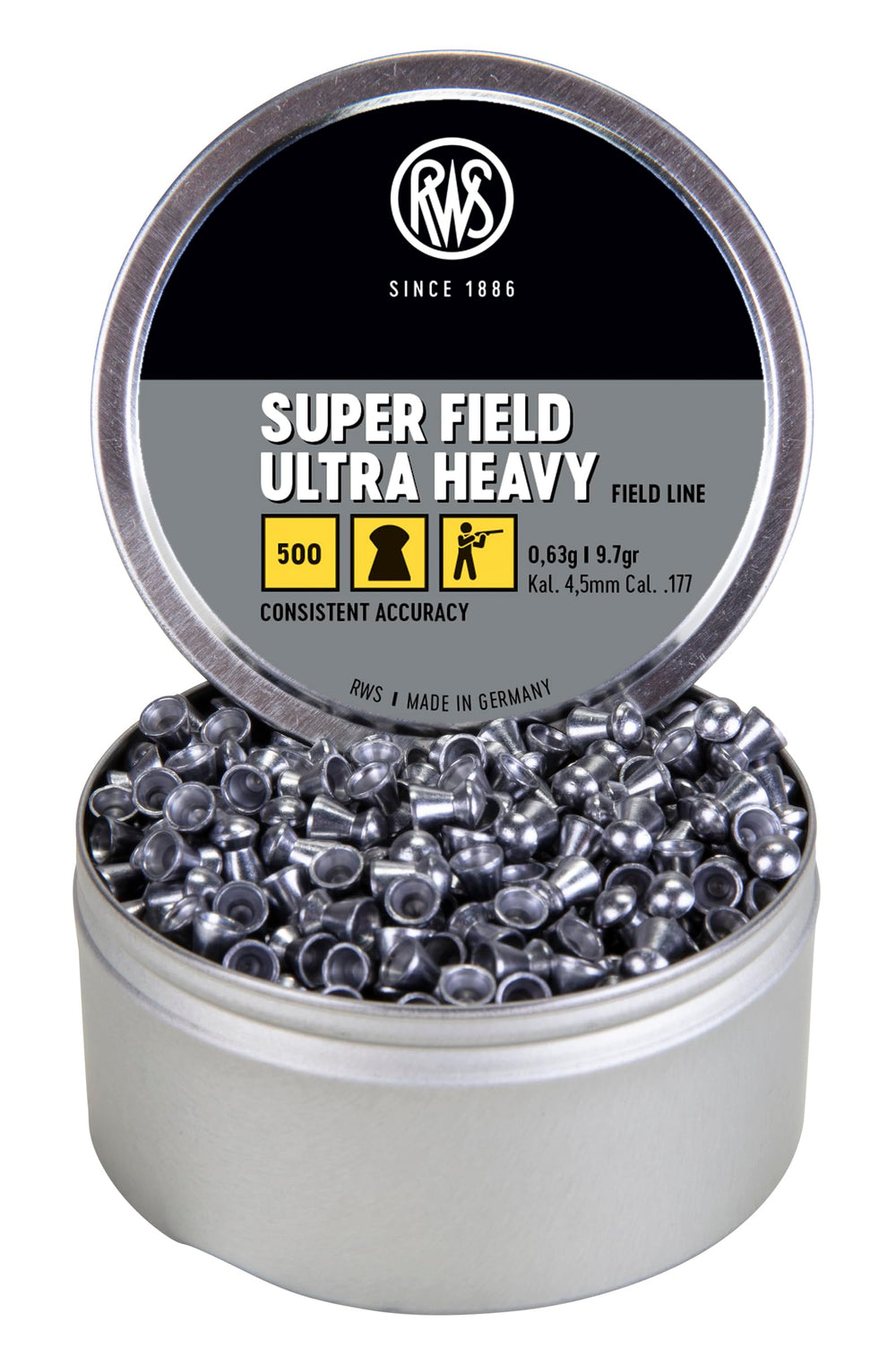 Precision-machined surface of Umarex RWS Superfield Ultra Heavy pellets
