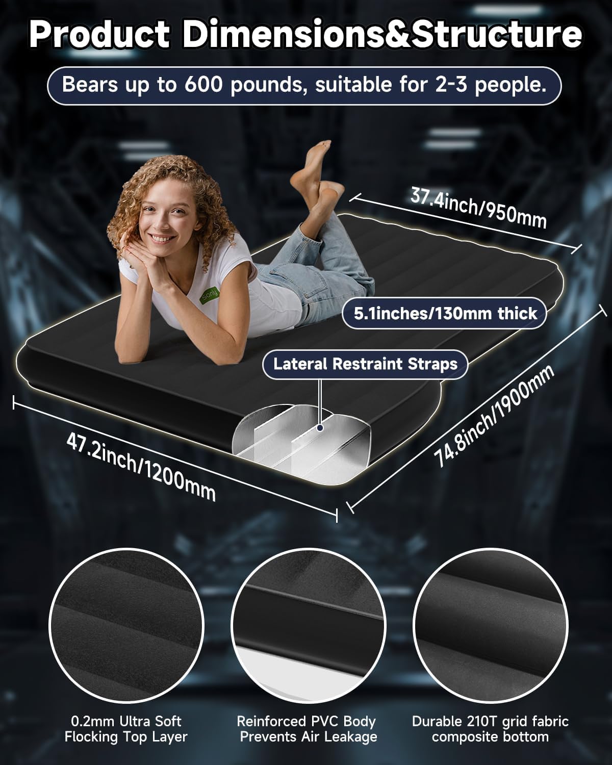 Umbrauto air mattress camping use showcases portable setup for outdoor overnight stays.