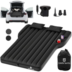 Umbrauto air mattress model Y fit demonstrates Tesla compatibility for car sleep comfort.