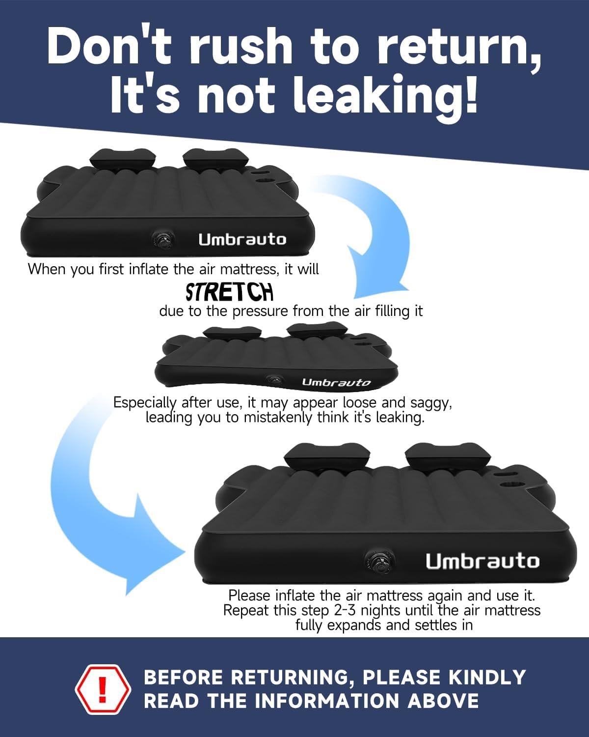 Umbrauto air mattress repair patches and storage bag enable quick fixes and organization.