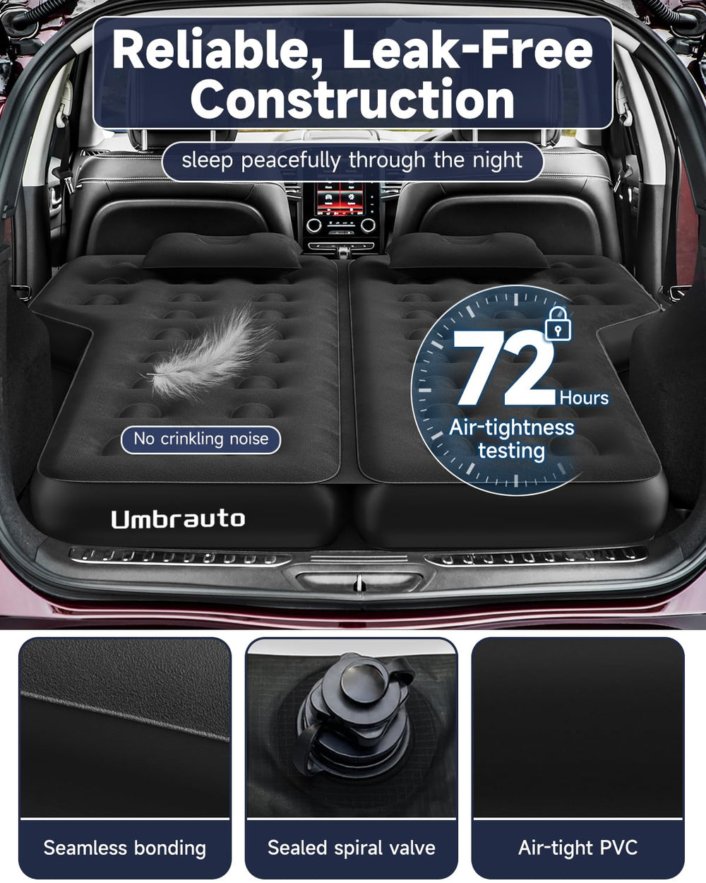 Umbrauto two chamber design showing flexible SUV sleeping setup outdoors