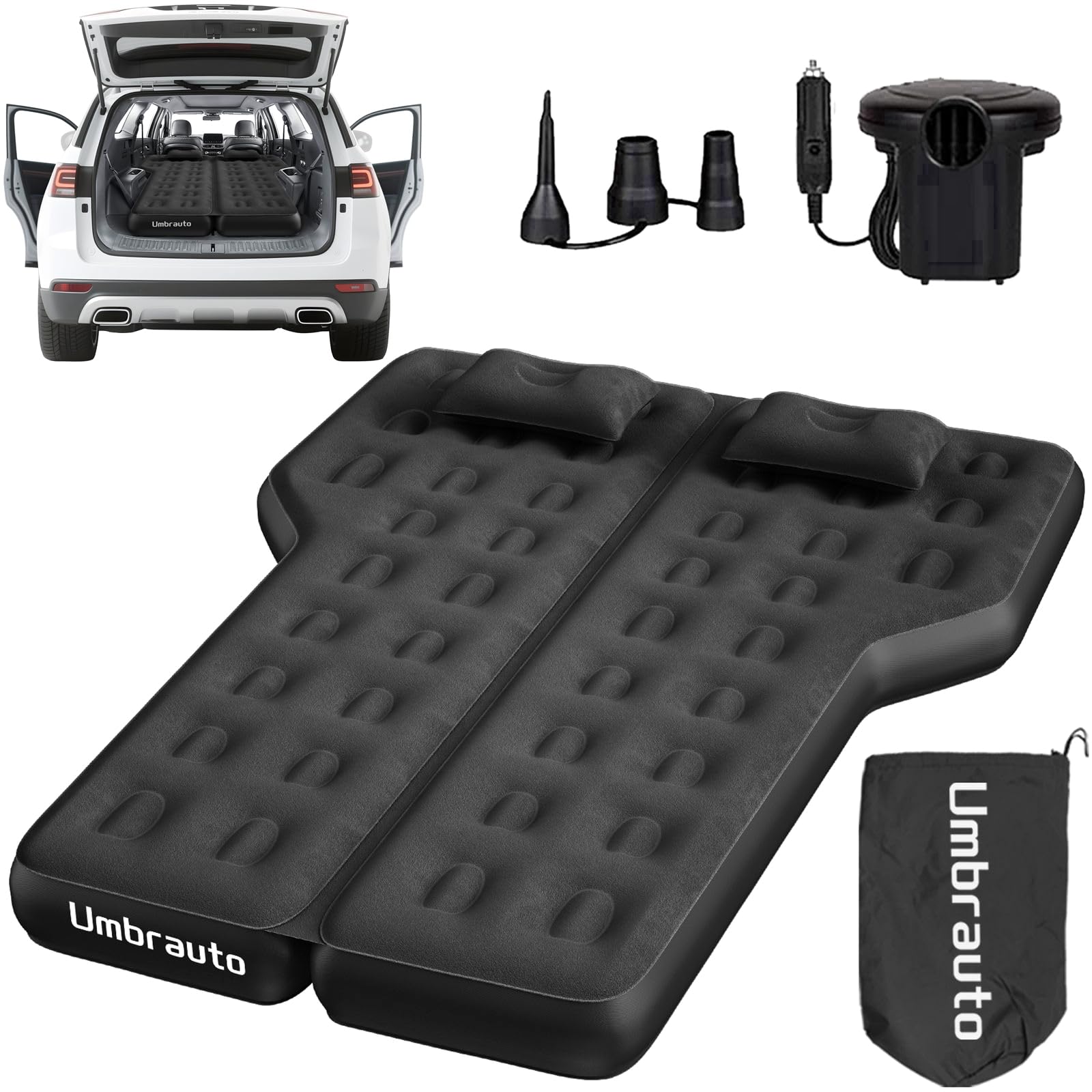 Umbrauto heavy duty SUV air mattress top flocked surface for plush comfort during camping