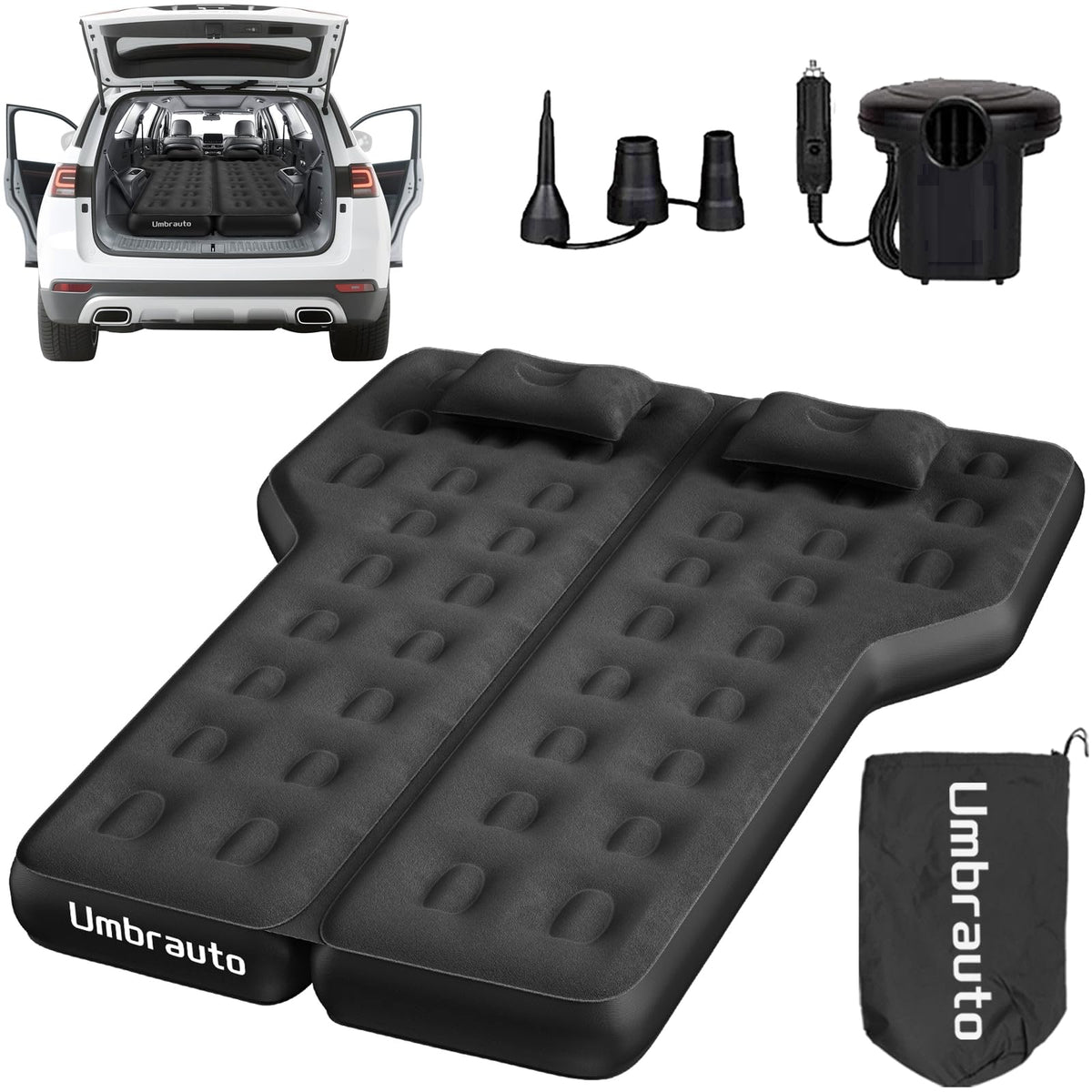 Umbrauto heavy duty SUV air mattress top flocked surface for plush comfort during camping