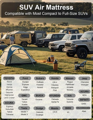 Umbrauto SUV air mattress backseat setup demonstrates versatile sleeping platform for travel.