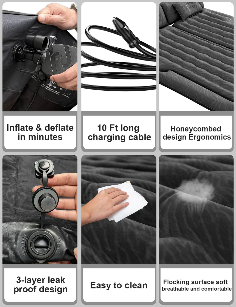 Umbrauto SUV air mattress reinforced bottom grid protects against punctures.