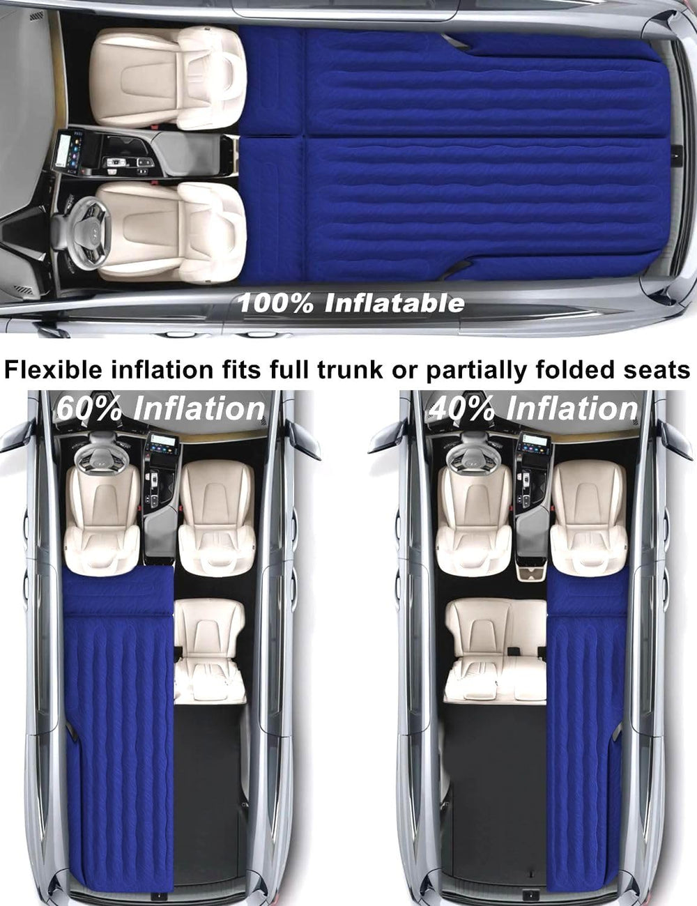 Umbrauto SUV air mattress inside trunk demonstrating spacious rest in compact SUV.