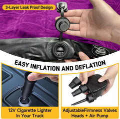 Umbrauto truck bed air mattress materials highlight soft flocking and durable Oxford fabric.