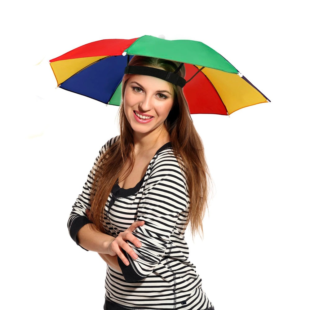 Folded compact rainbow umbrella hat for travel
