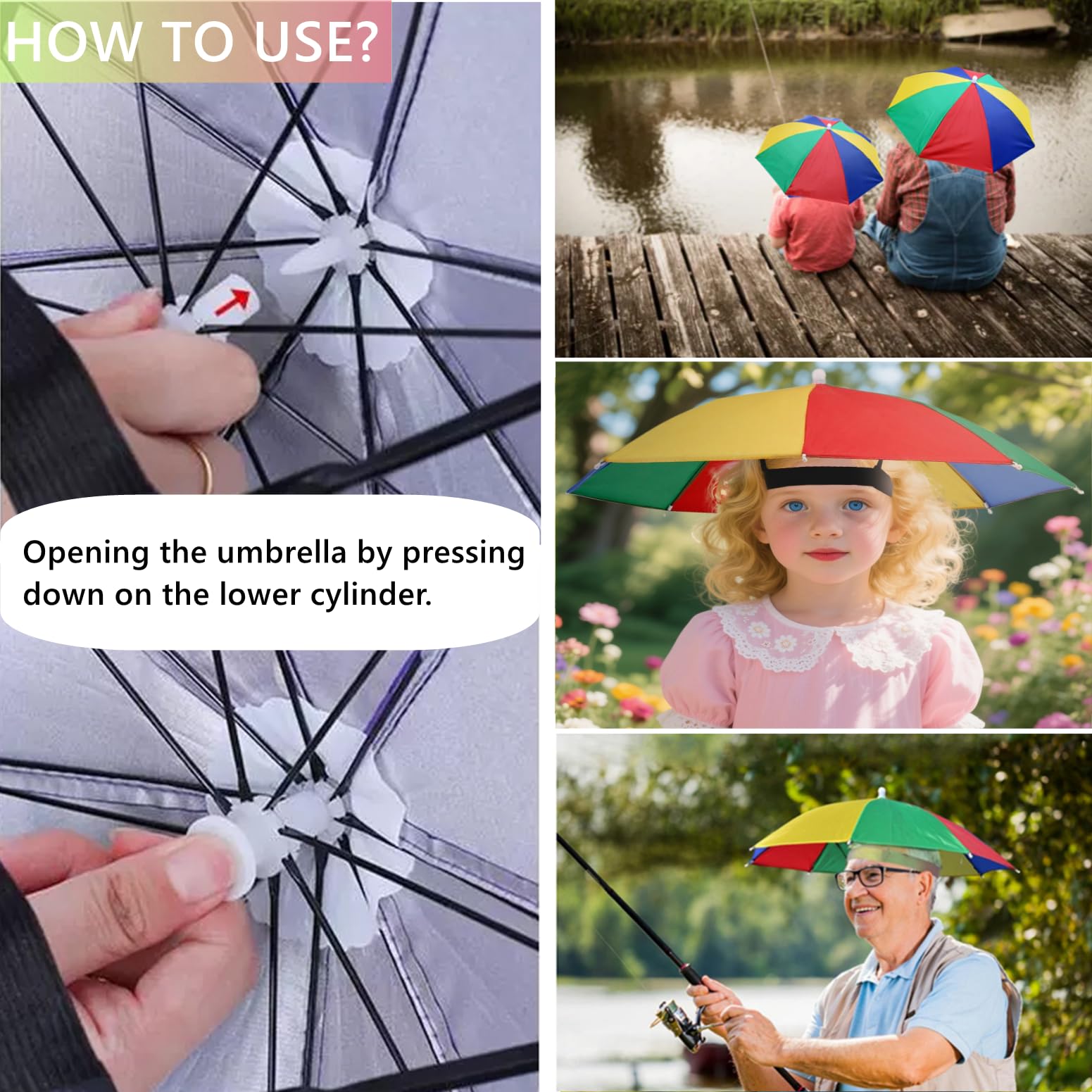 Folded umbrella hat compact size about 32 cm