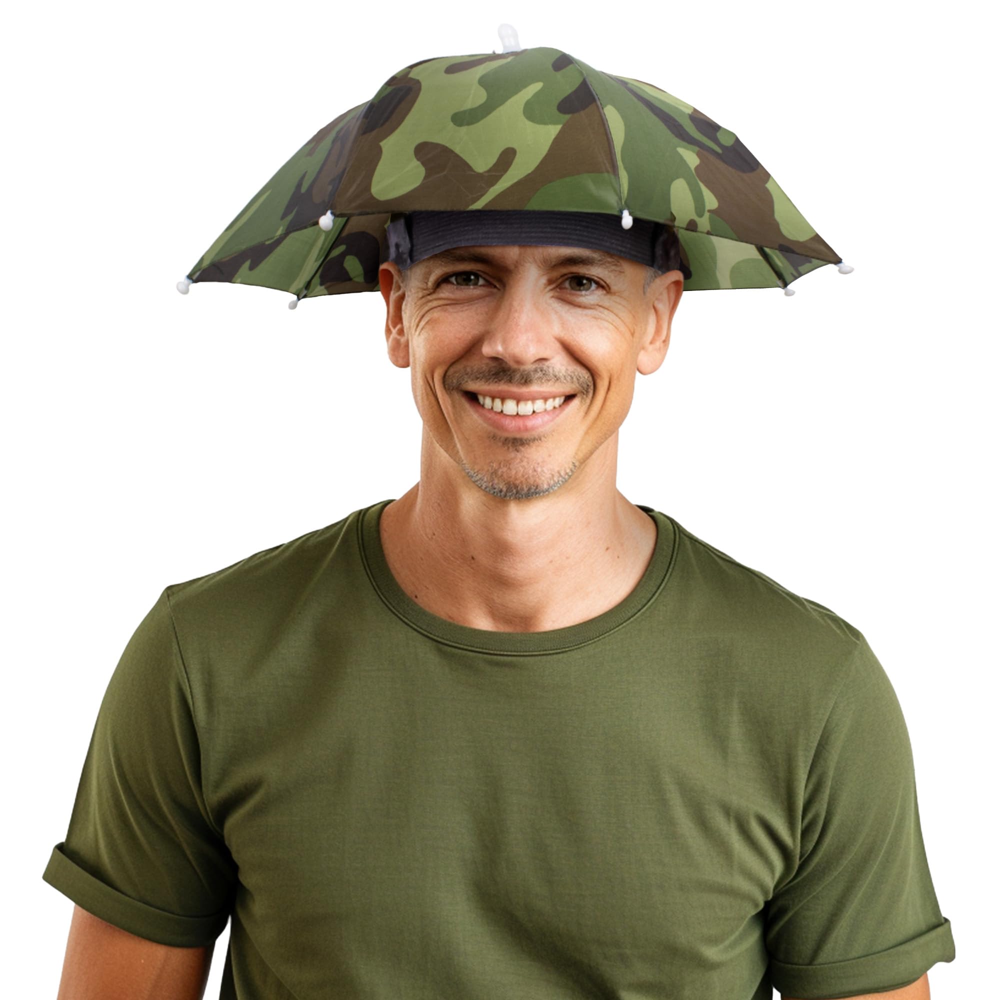 Camouflage umbrella hat 13-inch canopy close-up