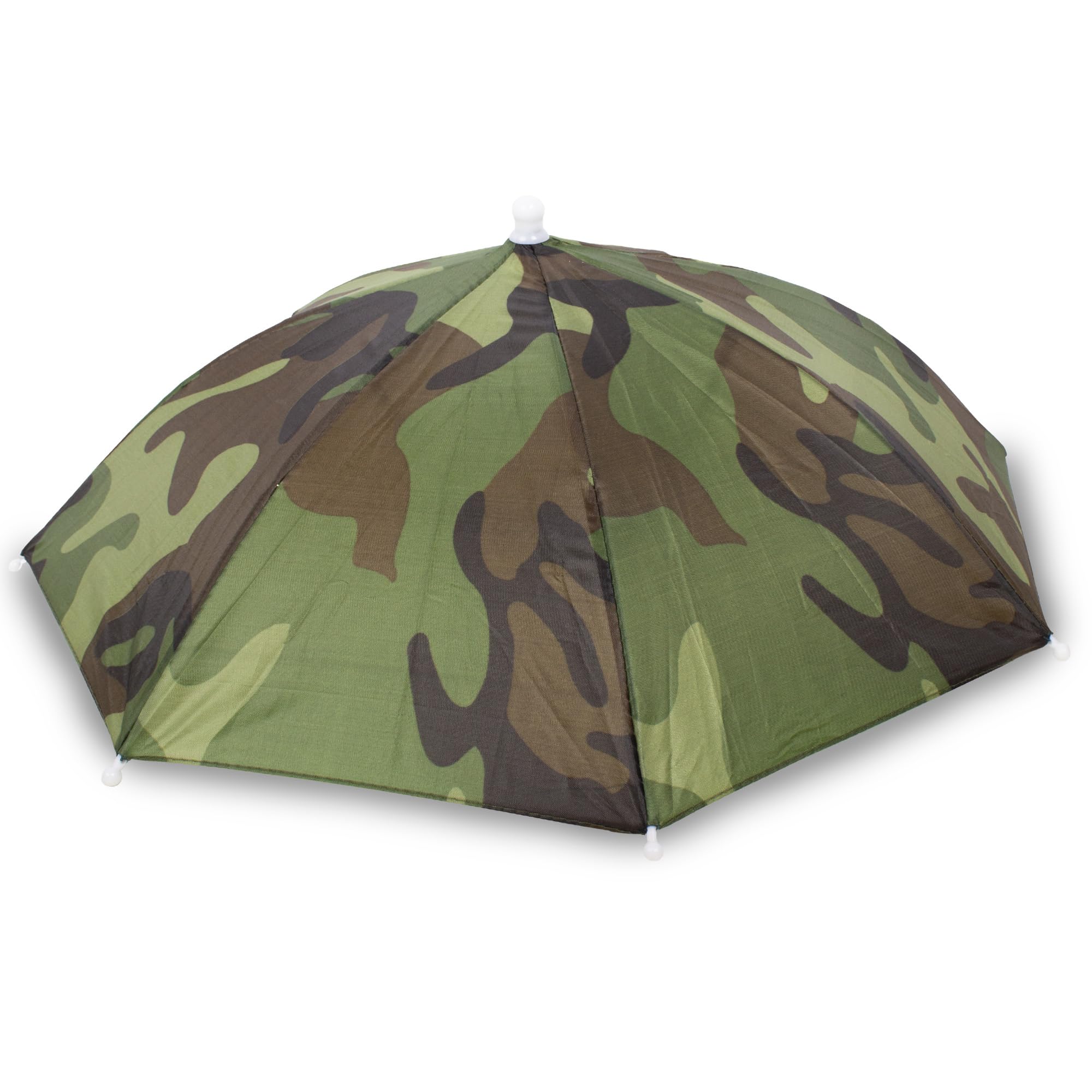 Collapsed umbrella hat with adjustable head strap