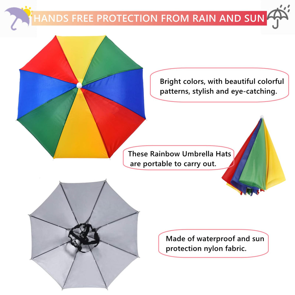 Folded rainbow umbrella hat compact for travel