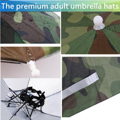 Close-up of adjustable elastic headband on umbrella hat