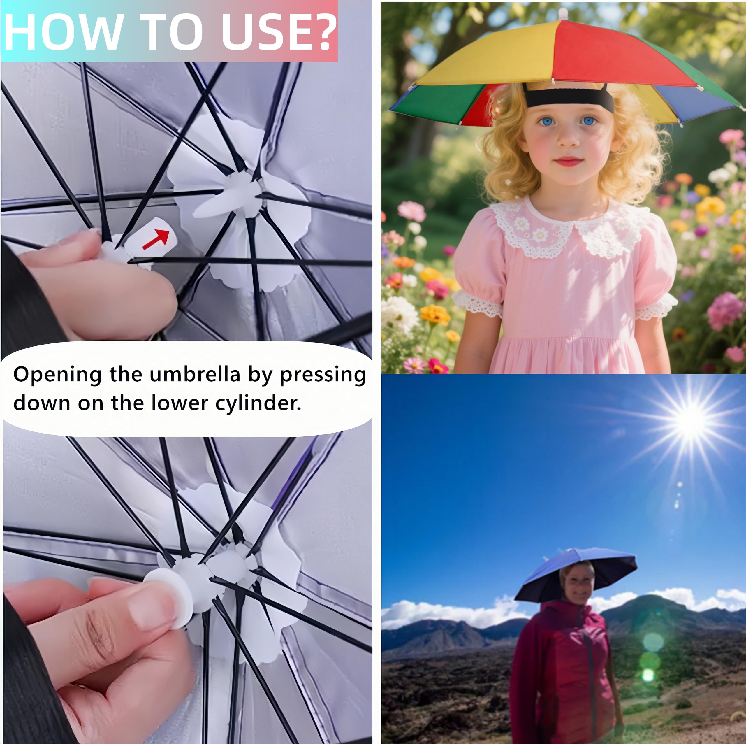 8-rib waterproof umbrella hat design details