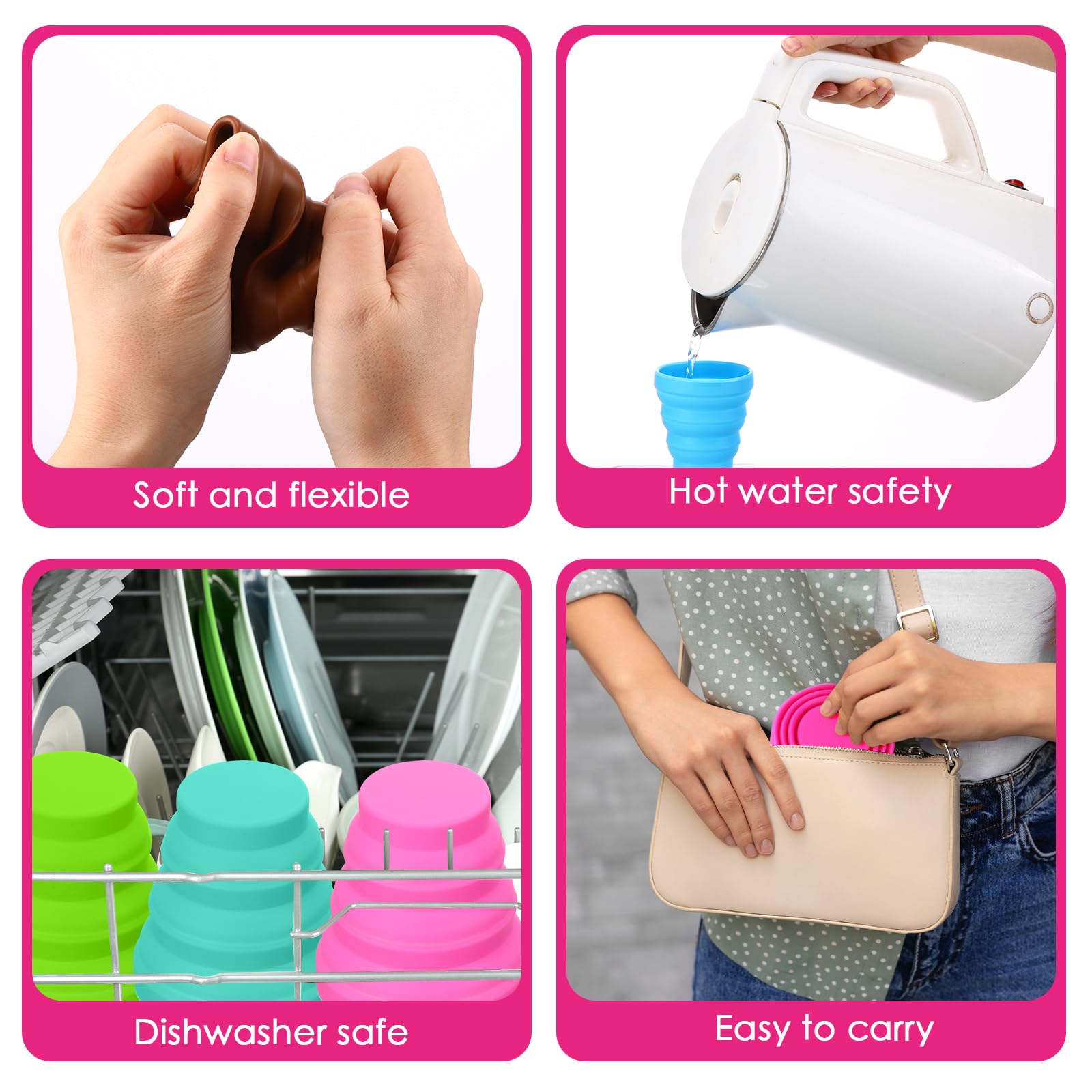 Umigy collapsible cup open wide-mouth design for easy pouring and drinking