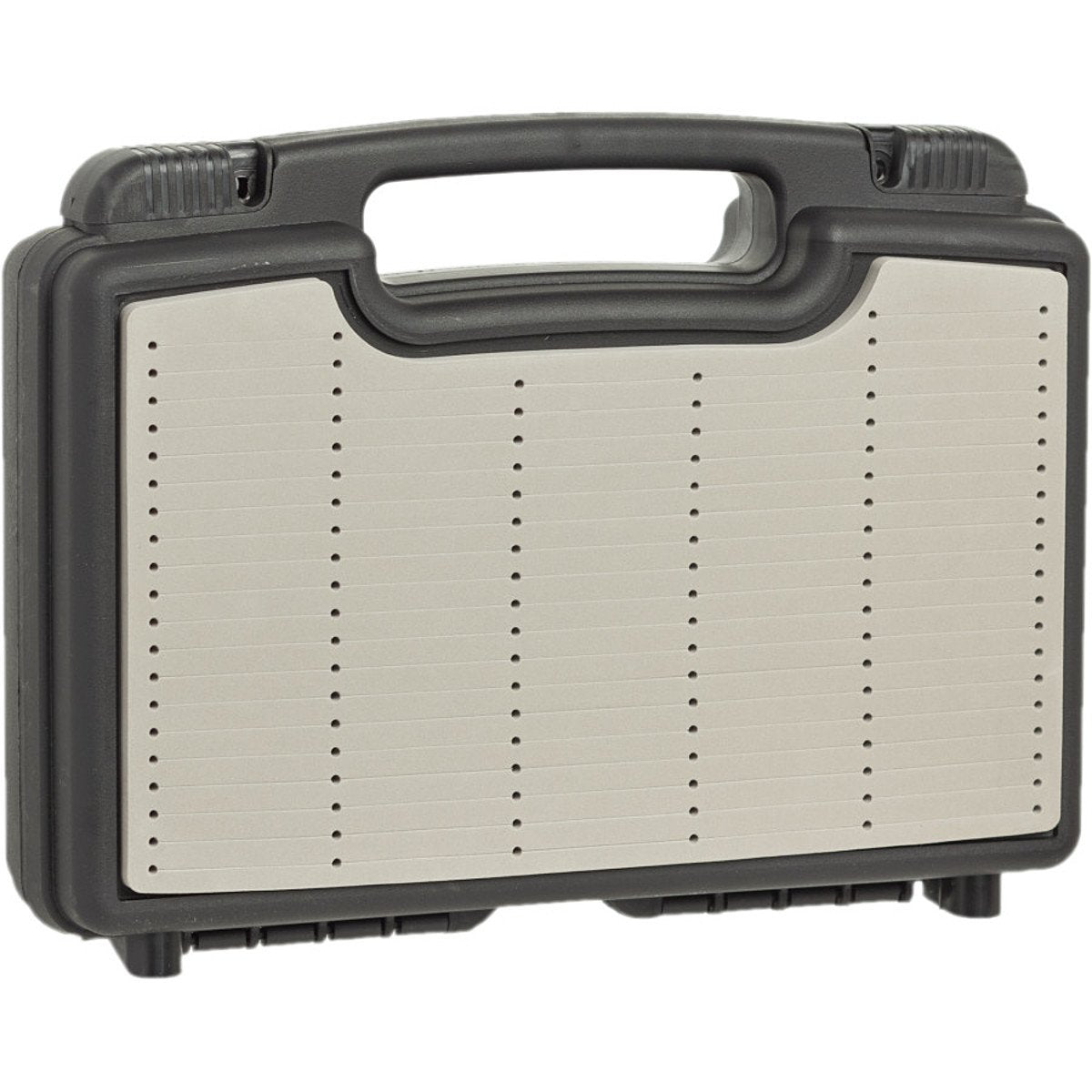 Umpqua Boat Box internal foam slots securely hold flies on the lid and base.